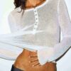 SHEER RIB LONG SLEEVE HENLEY