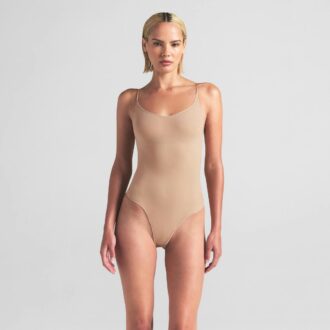 SHEER SEAMLESS THONG BODYSUIT