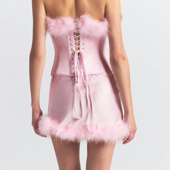 SILK FEATHER TRIM CORSET
