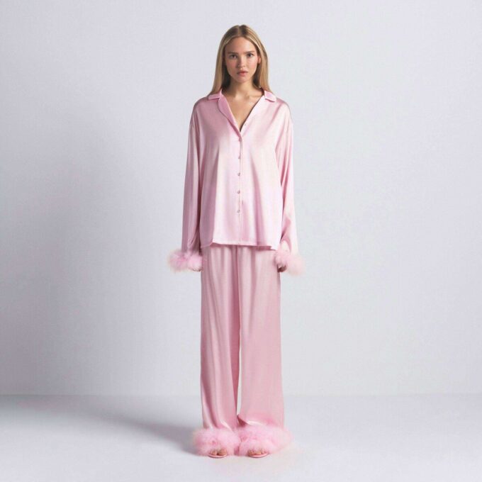 SILK FEATHER TRIM LONG SET