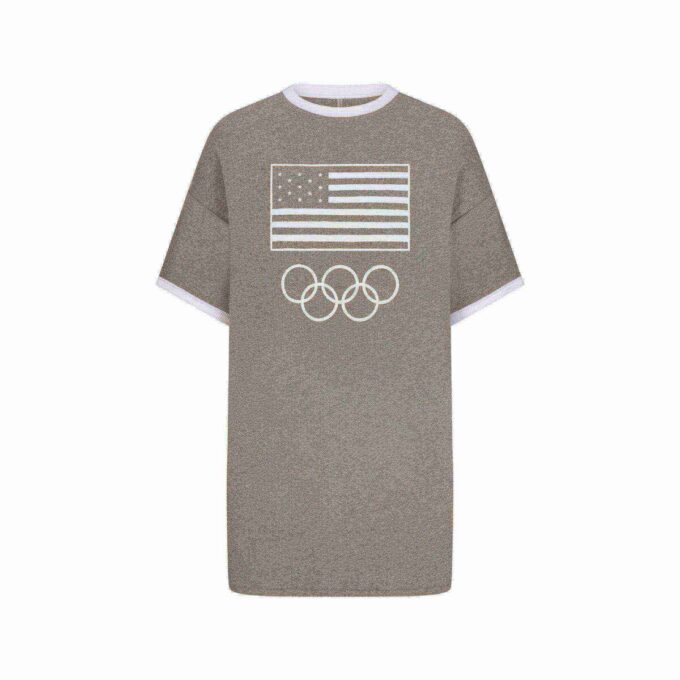 SKIMS FOR TEAM USA COTTON RIB OLYMPIC T-SHIRT MINI DRESS