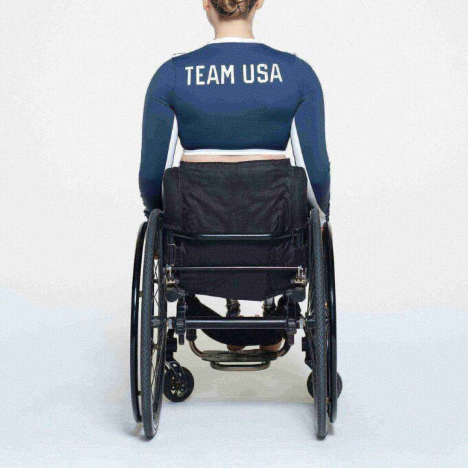 SKIMS FOR TEAM USA SIGNATURE SWIM PARALYMPIC LONG SLEEVE CROPPED T-SHIRT