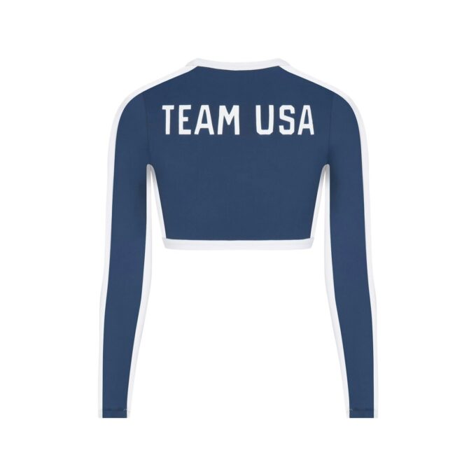 SKIMS FOR TEAM USA SIGNATURE SWIM PARALYMPIC LONG SLEEVE CROPPED T-SHIRT