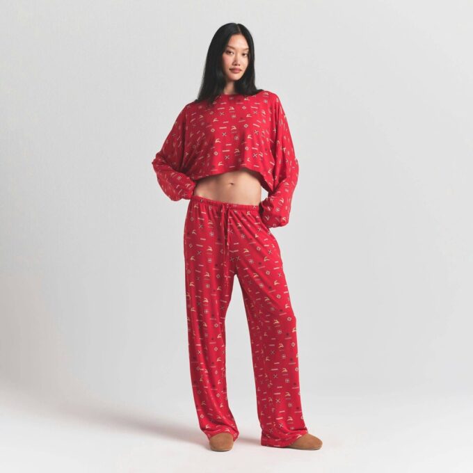 SKIMS SLEEP CROPPED LONG SLEEVE AND PANT SET