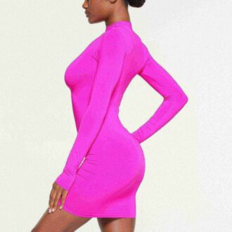 SOFT SMOOTHING SEAMLESS TURTLENECK MINI DRESS