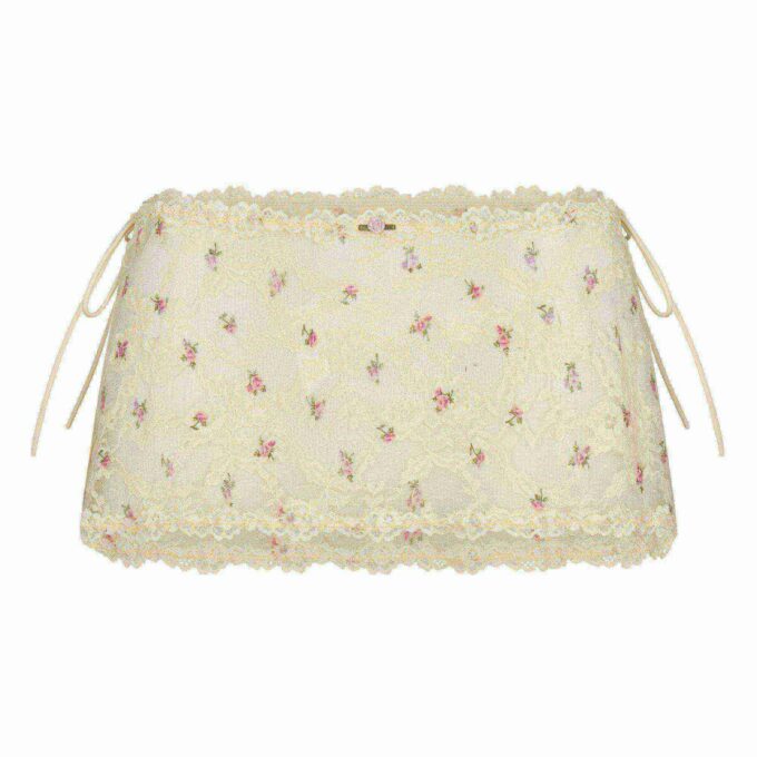 STRETCH LACE TIE SIDE MINI SKIRT STRETCH LACE TIE SIDE MINI SKIRT