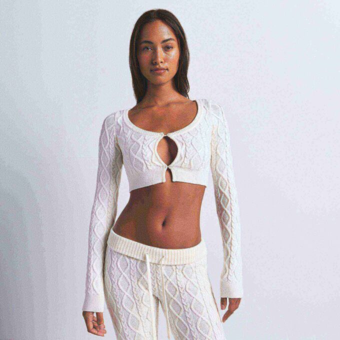 SWEATER KNIT CROPPED CARDIGAN