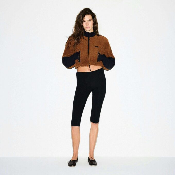 TEDDY FUNNEL NECK CROPPED JACKET TEDDY FUNNEL NECK CROPPED JACKET