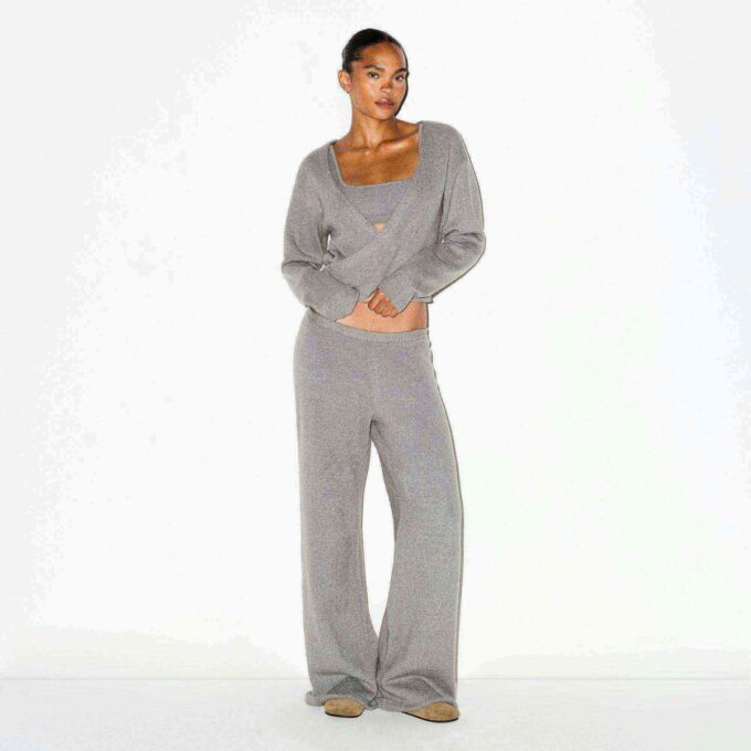 TEXTURED KNIT WRAP SWEATER