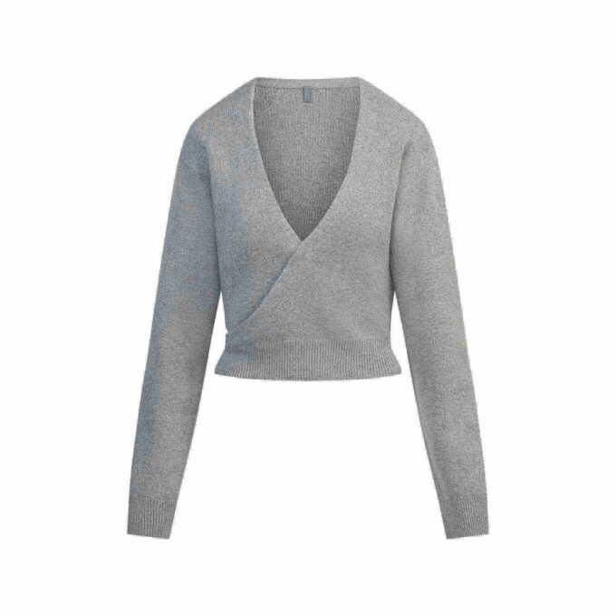 TEXTURED KNIT WRAP SWEATER