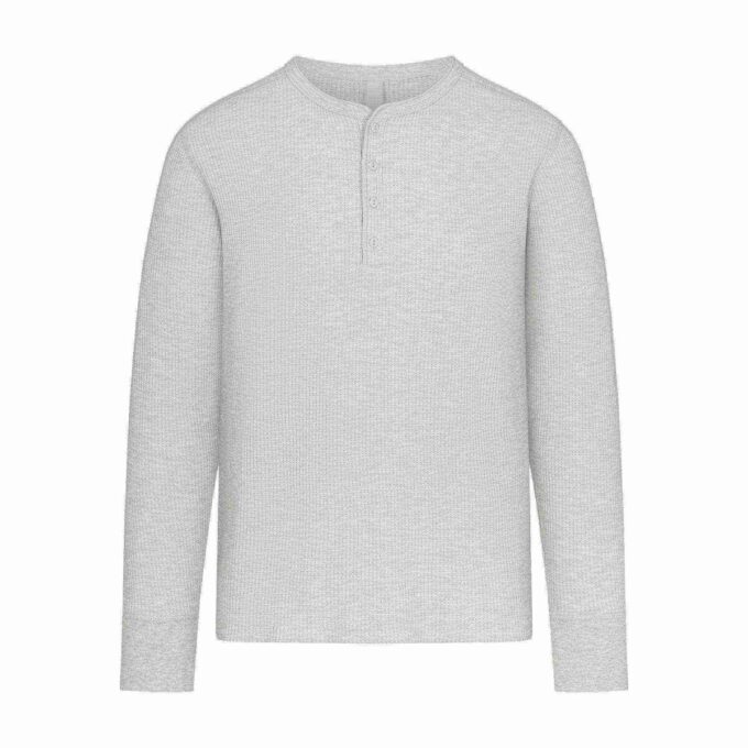 WAFFLE MENS SLIM LONG SLEEVE HENLEY