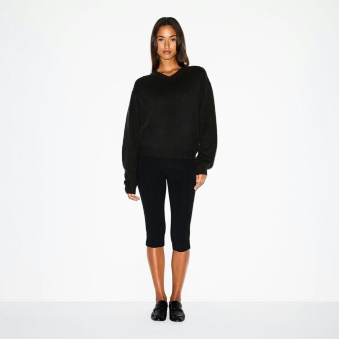 WOOL CASHMERE OVERSIZED V NECK SWEATER