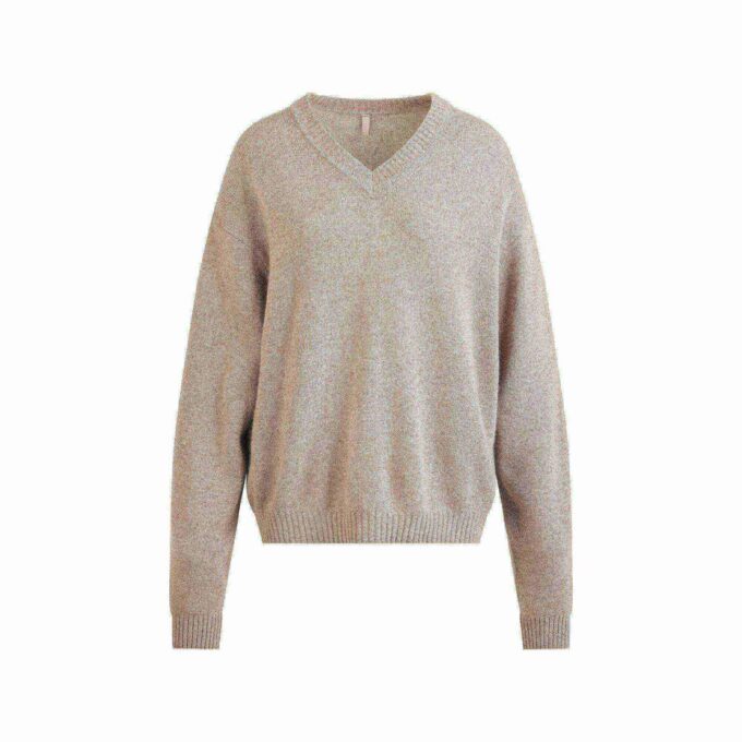 WOOL CASHMERE OVERSIZED V NECK SWEATER