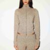 WOOL CASHMERE ZIP UP MOCK NECK SWEATER
