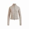 WOOL CASHMERE ZIP UP MOCK NECK SWEATER