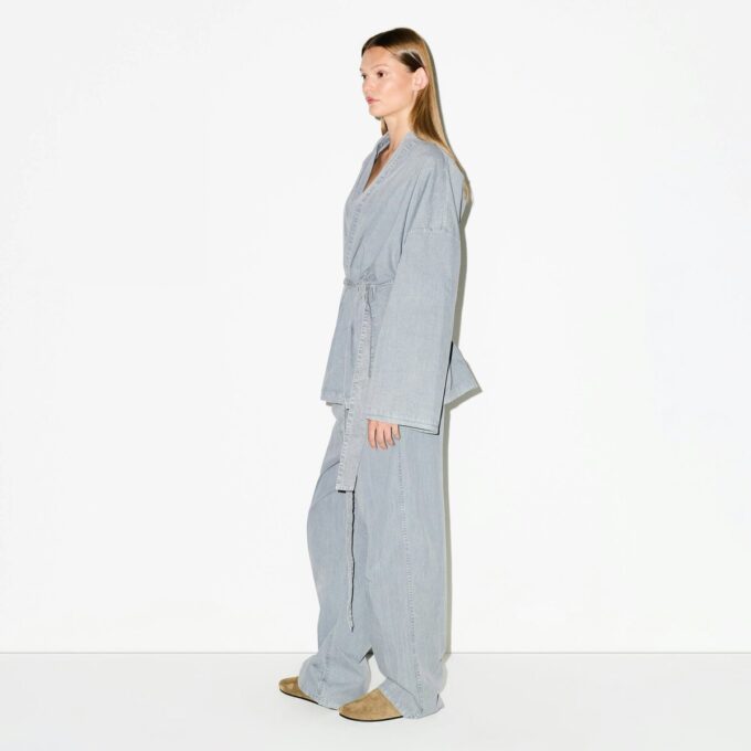 WOVEN LOUNGE OVERSIZED WRAP TOP