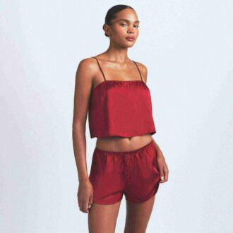 WOVEN SHINE CAMI AND SHORT SLEEP SET